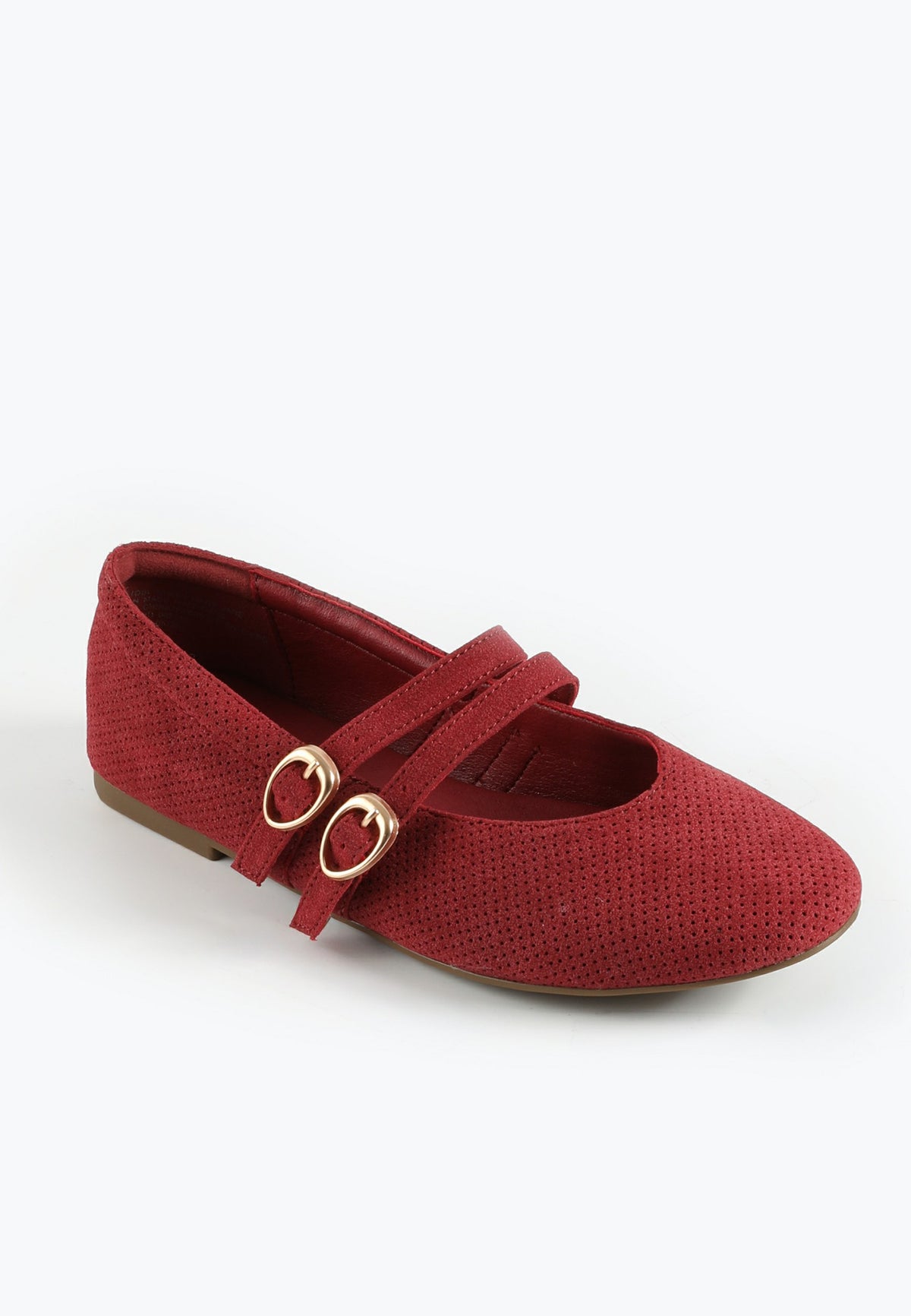 SuperCush Red Double Strap Mary Jane Flat