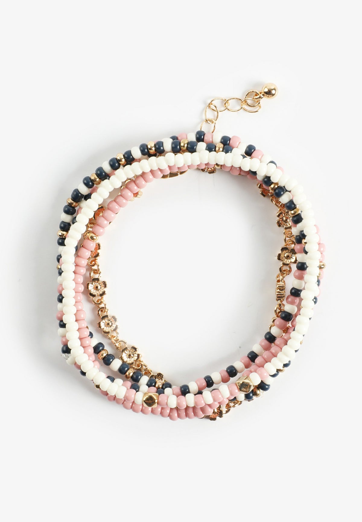 Mixed Bead And Floral Bracelet Set