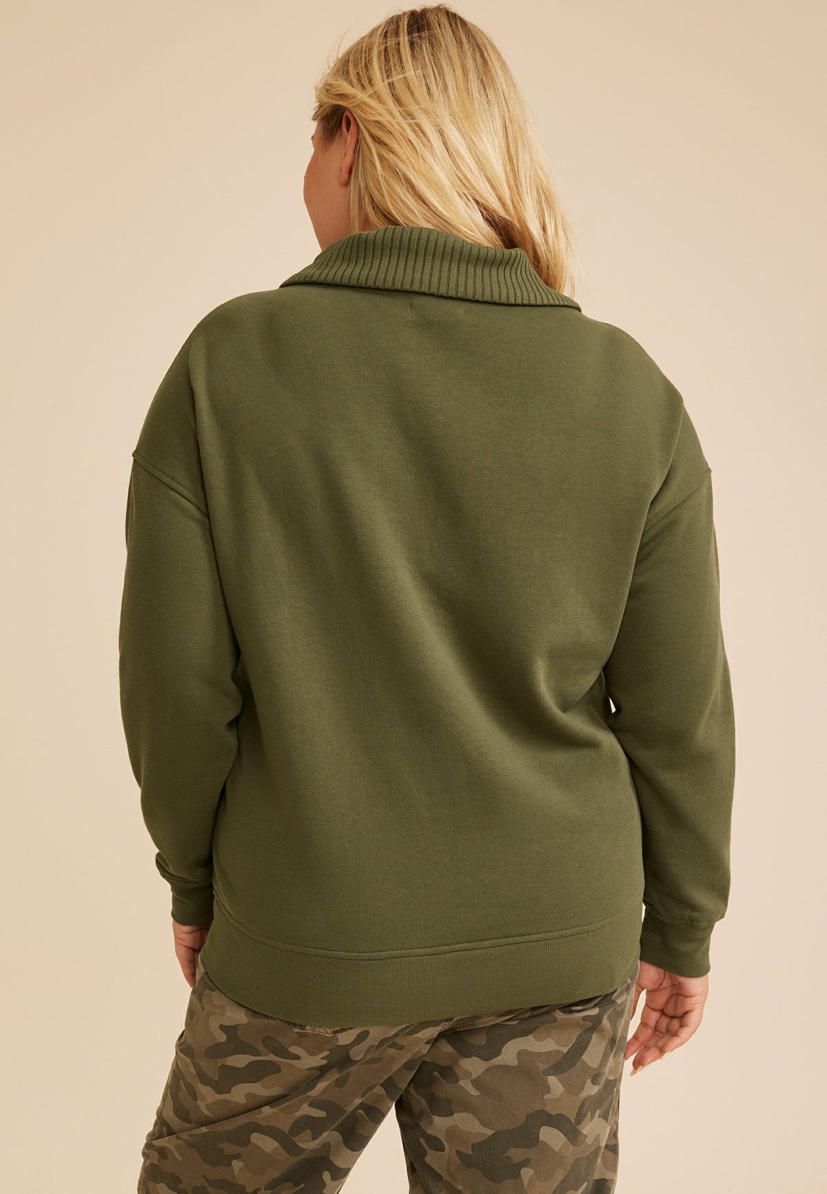Plus Size Quarter Button Front Pullover