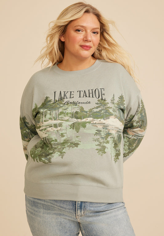 Plus Size Lake Tahoe California Graphic Sweatshirt