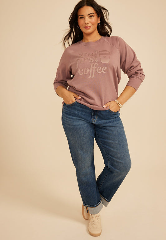 Plus Size But First Coffee Sweatshirt
