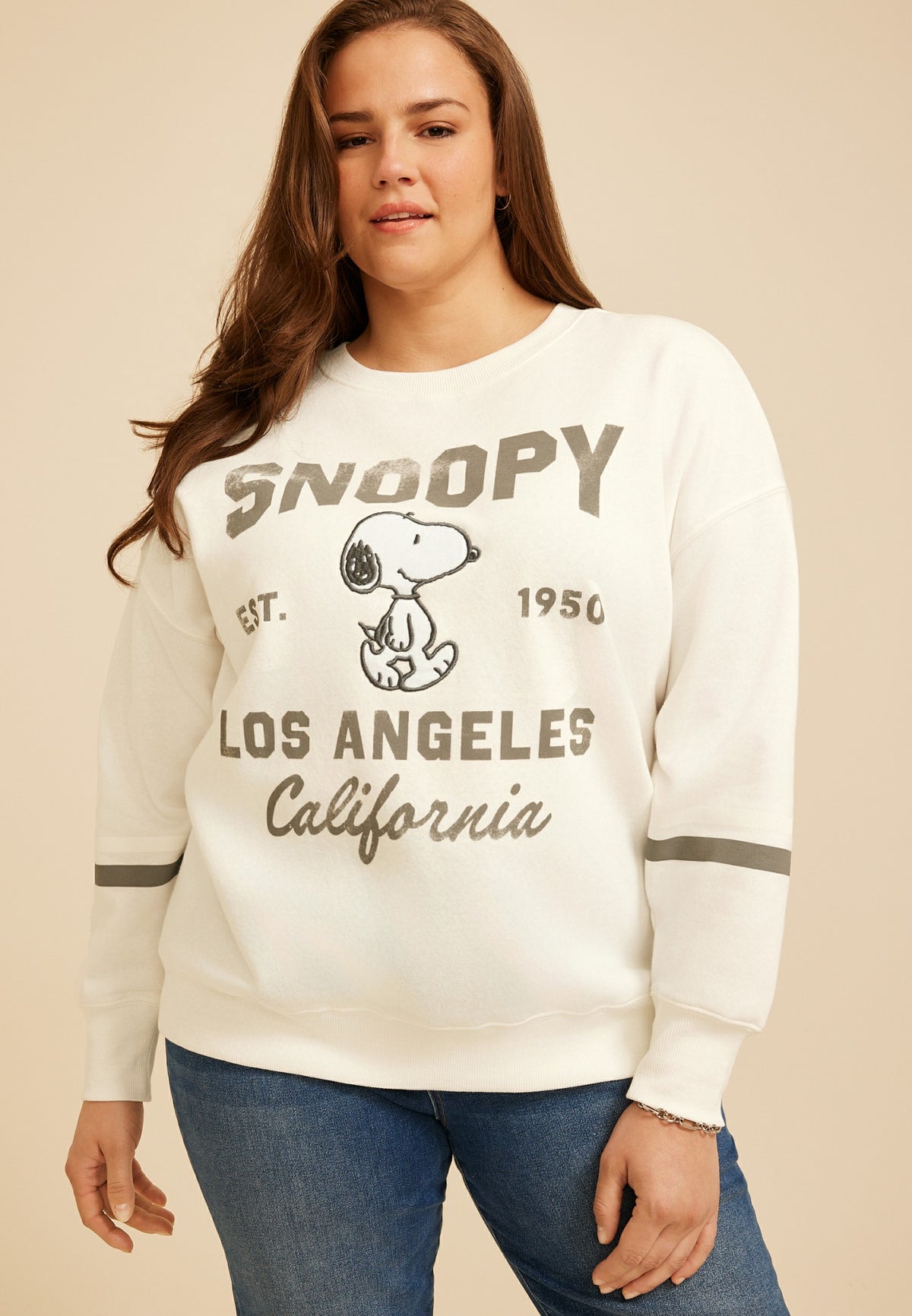 Plus Size Snoopy Varsity Sweatshirt