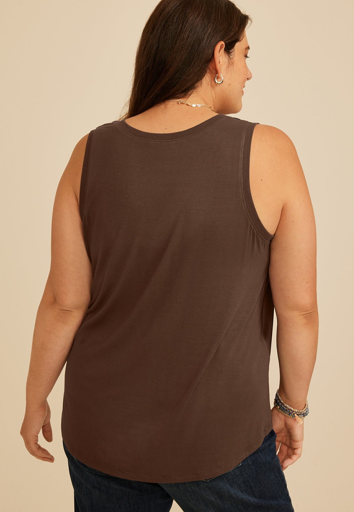 Plus Size Satin Front V Neck Tank Top