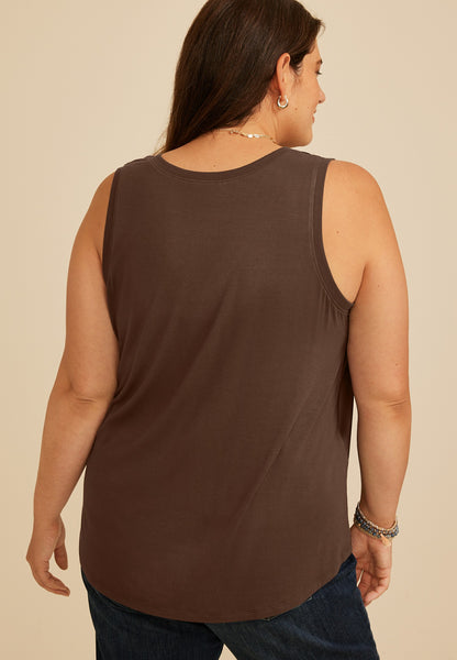Plus Size Satin Front V Neck Tank Top