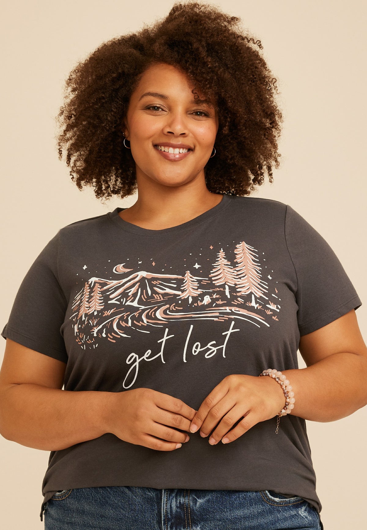 Plus Size Get Lost Mountain Classic Fit Graphic Tee