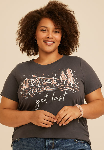 Plus Size Get Lost Mountain Classic Fit Graphic Tee
