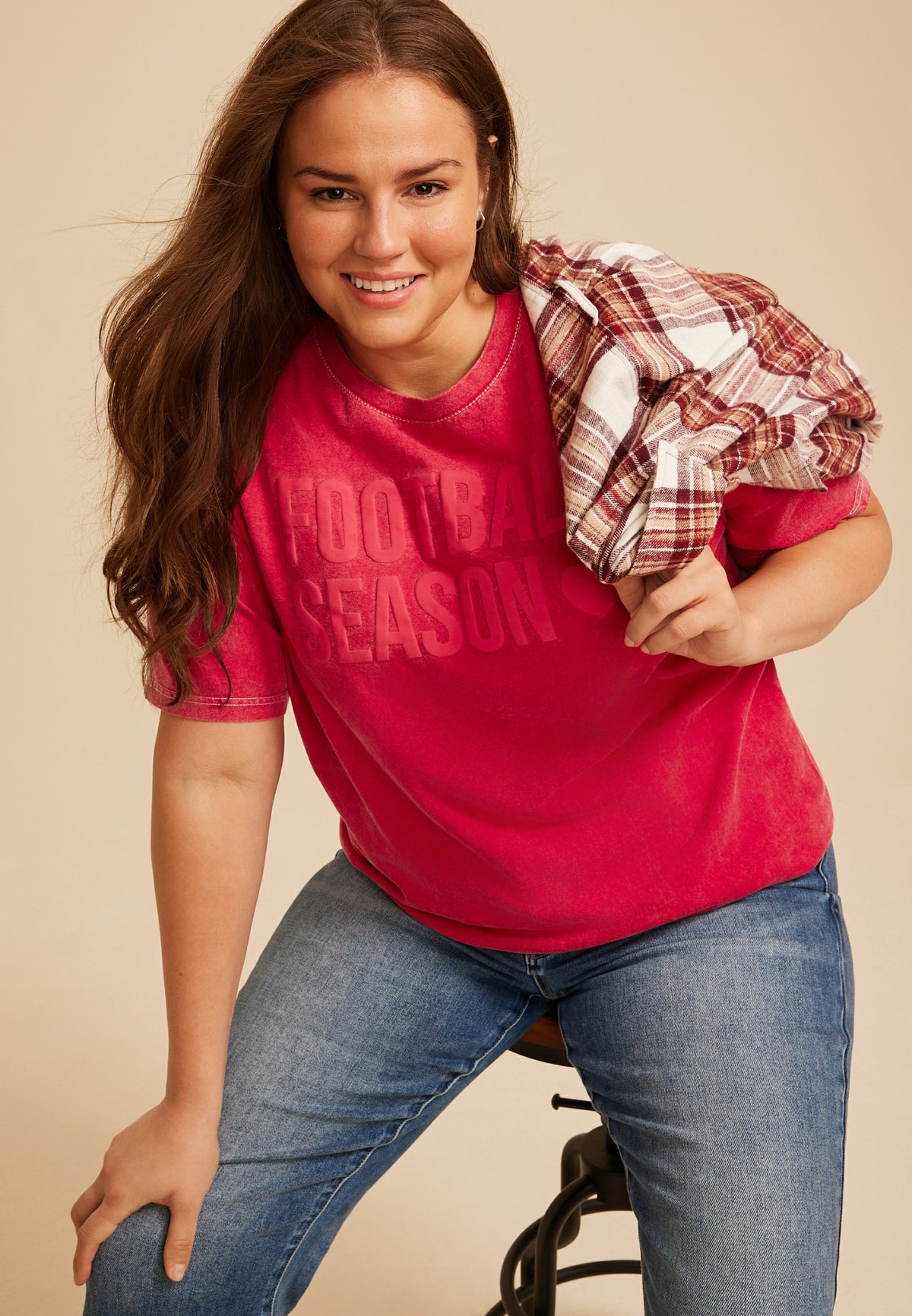 Plus Size Football Season Standard Fit Graphic Tee