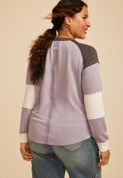 Plus Size Colorblock Ribbed Raglan Tee