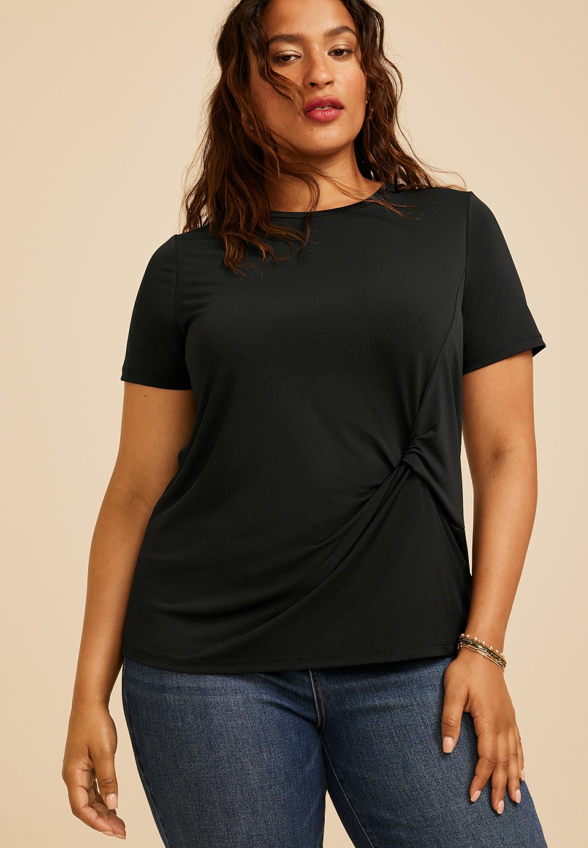 Plus Size 24/7 Side Knot Tee