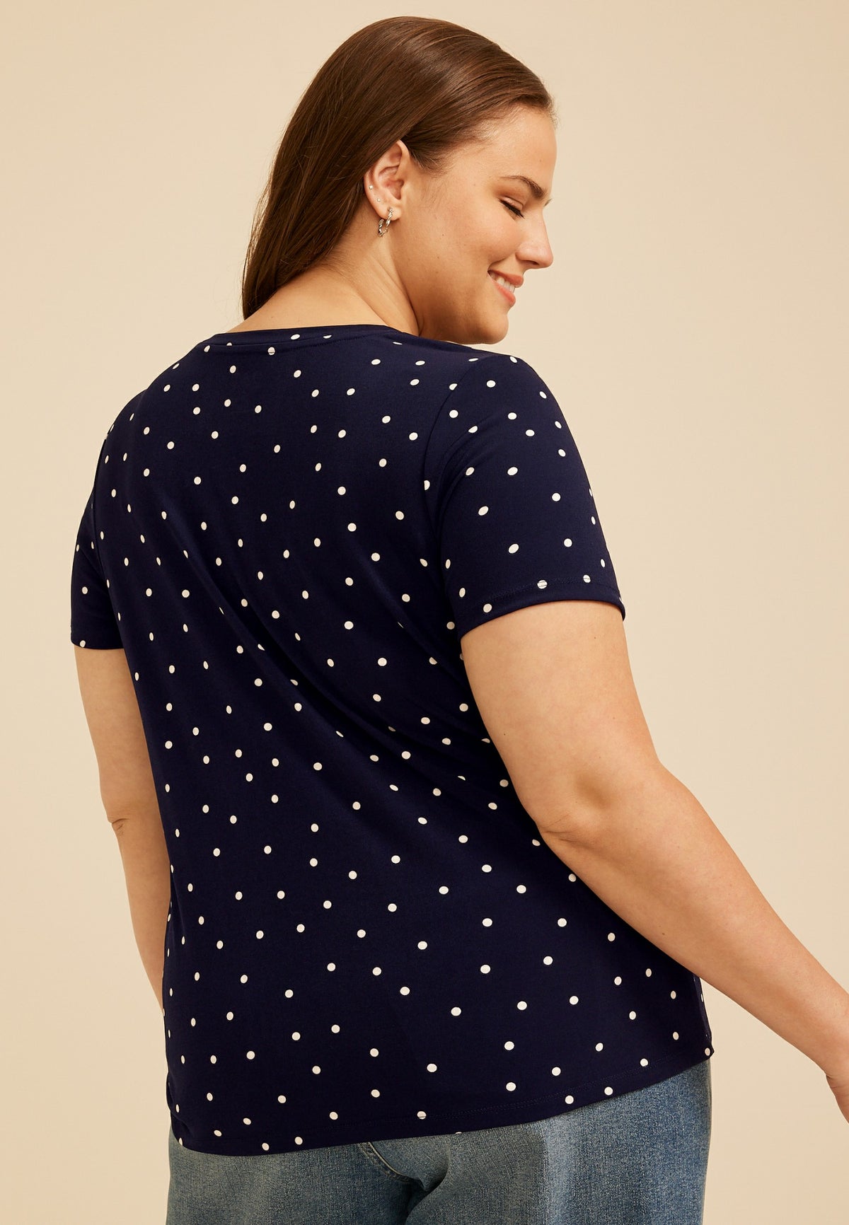 Plus Size 24/7 Polka Dot Side Knot Tee