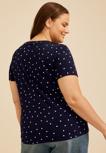 Plus Size 24/7 Polka Dot Side Knot Tee