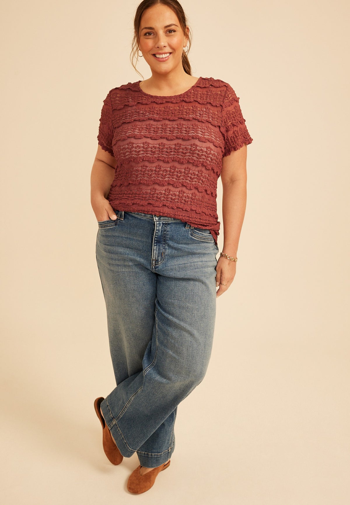 Plus Size Chunky Lace Tee
