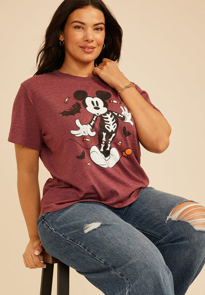 Plus Size Mickey Mouse Skeleton Vintage Fit Graphic Tee