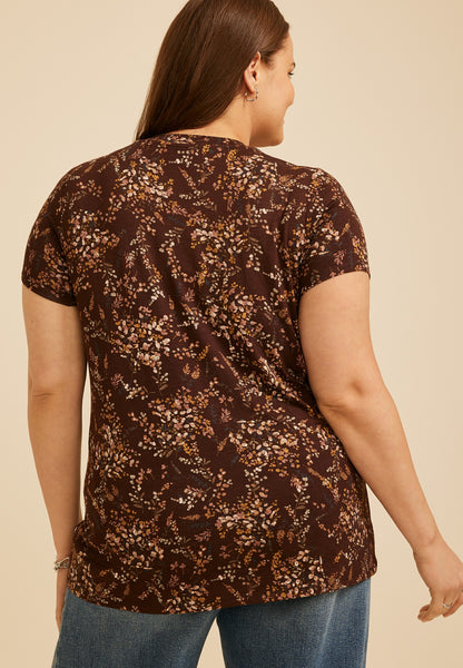 Plus Size 24/7 Kennedy Floral Crew Neck Tee