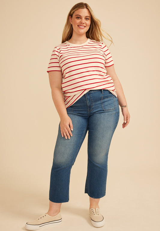 Plus Size 24/7 Dawson Striped Crew Neck Tee
