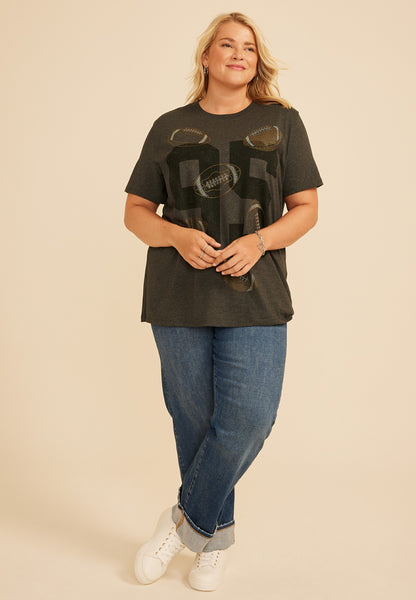 Plus Size Football Oversized Fit Graphic Tee