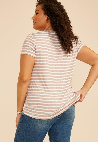Plus Size 24/7 Kennedy Stripe Crew Neck Tee
