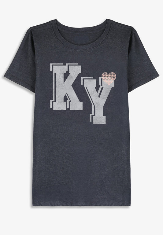 Plus Size State Varsity Embroidered Heart Classic Graphic Tee