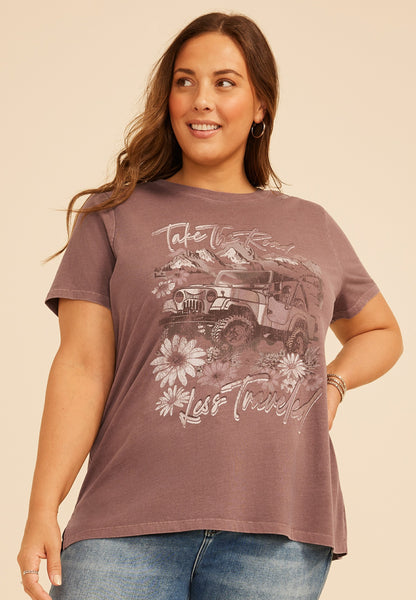 Plus Size Take The Road Less Traveled Classic Fit Graphic Tee