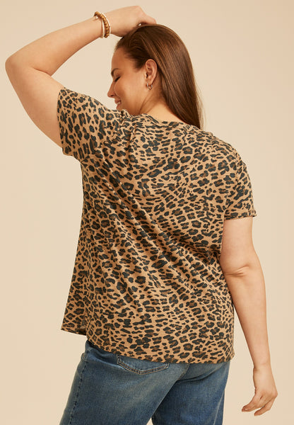 Plus Size 24/7 Dawson Animal Crew Neck Tee