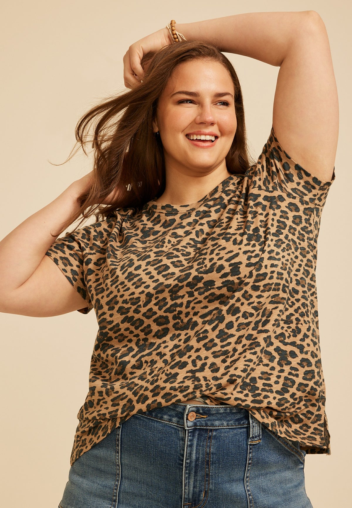 Plus Size 24/7 Dawson Animal Crew Neck Tee