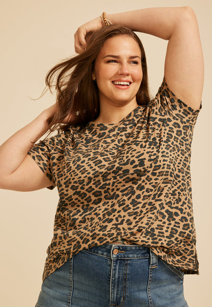 Plus Size 24/7 Dawson Animal Crew Neck Tee