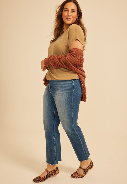 Plus Size 24/7 Bubble Hem V Neck Tee