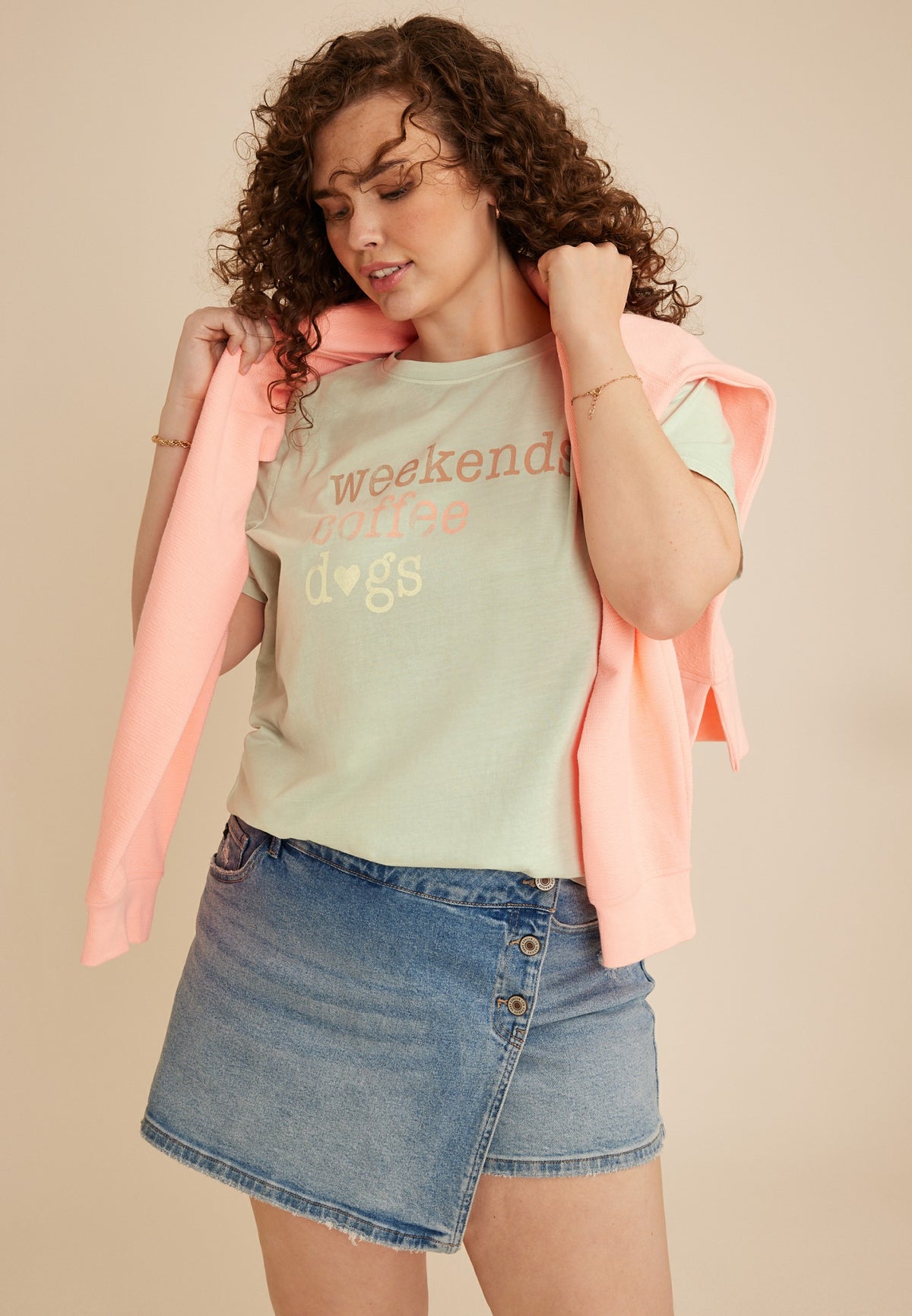Plus Size Weekends Coffee Dogs Classic Fit Graphic Tee