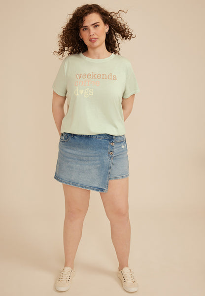 Plus Size Weekends Coffee Dogs Classic Fit Graphic Tee