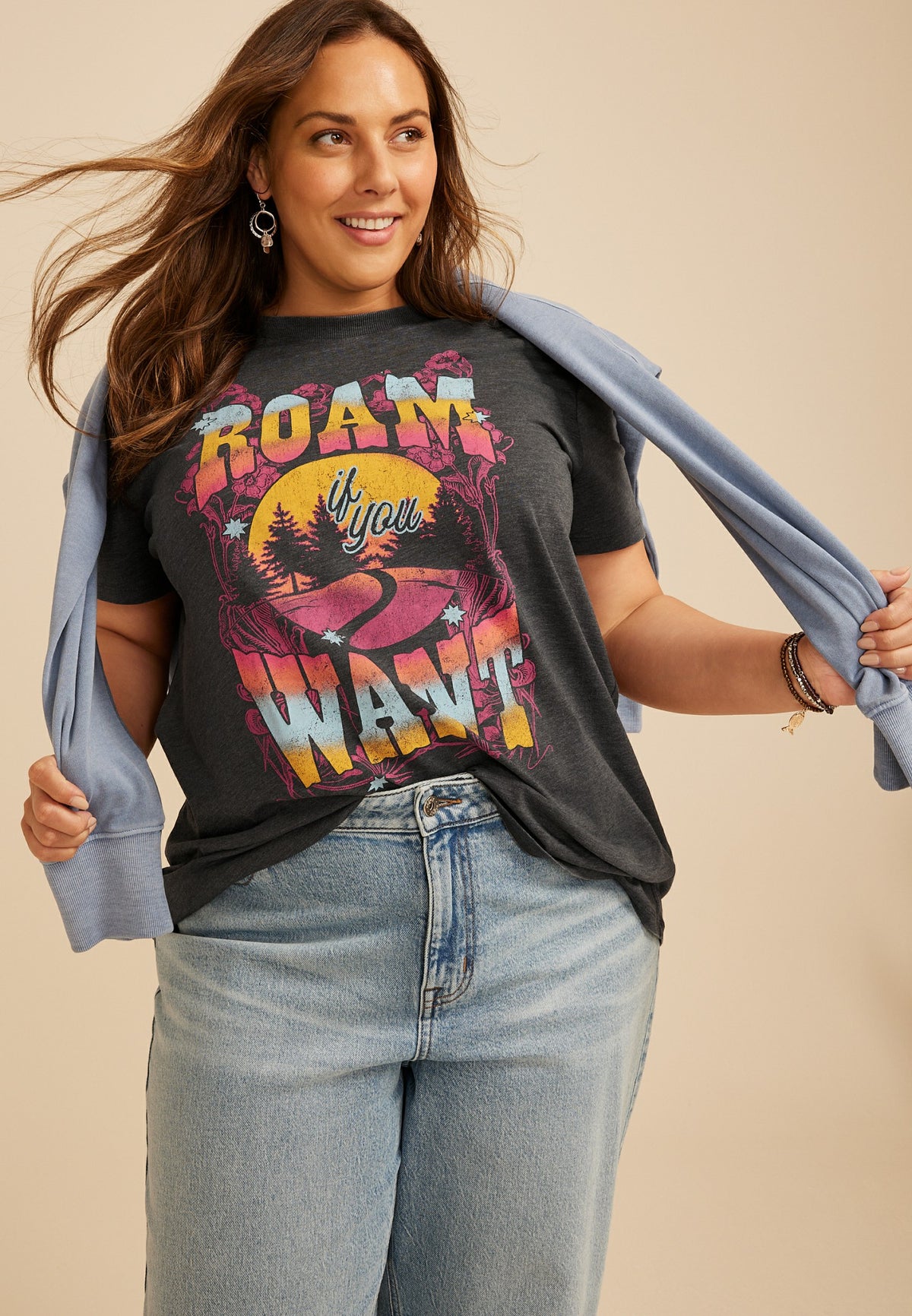 Plus Size Roam If You Want Oversized Fit Graphic Tee