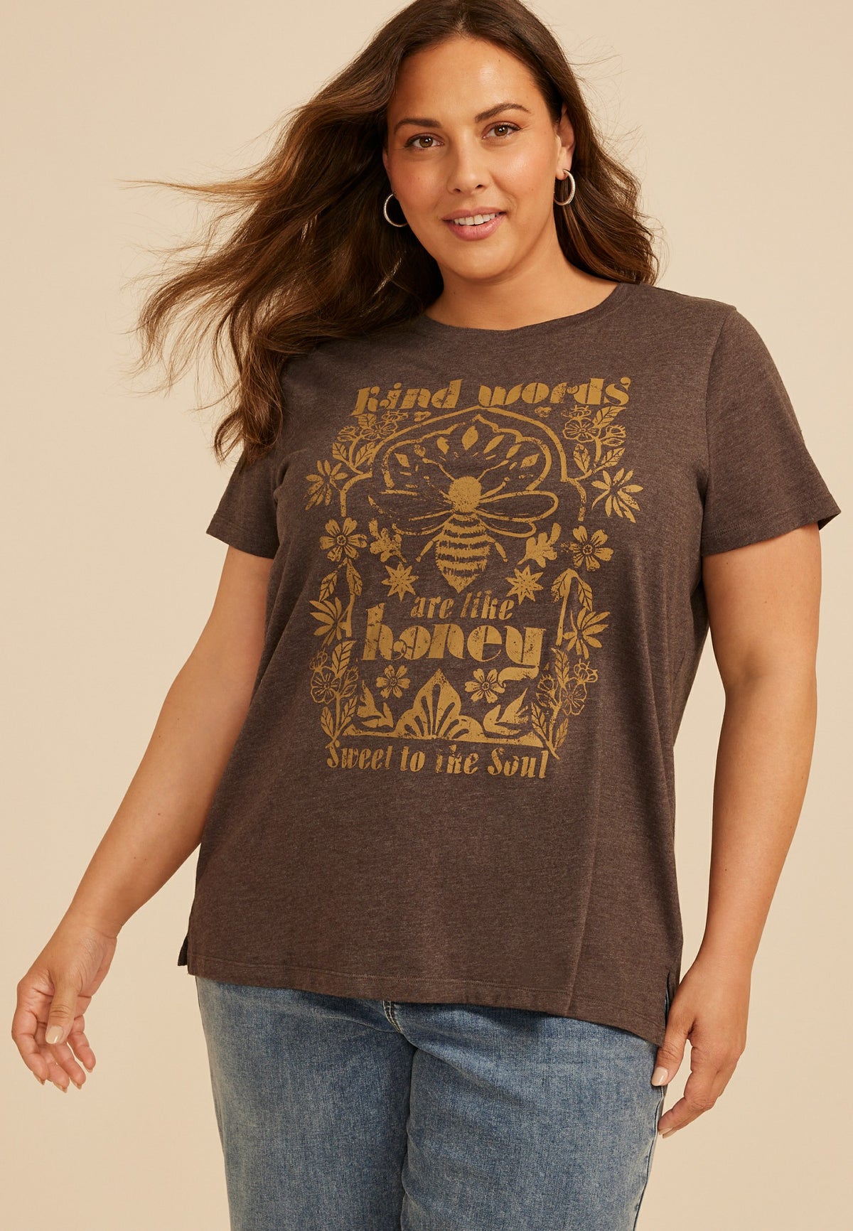 Plus Size Kind Words Are Like Honey Classic Fit Graphic Tee