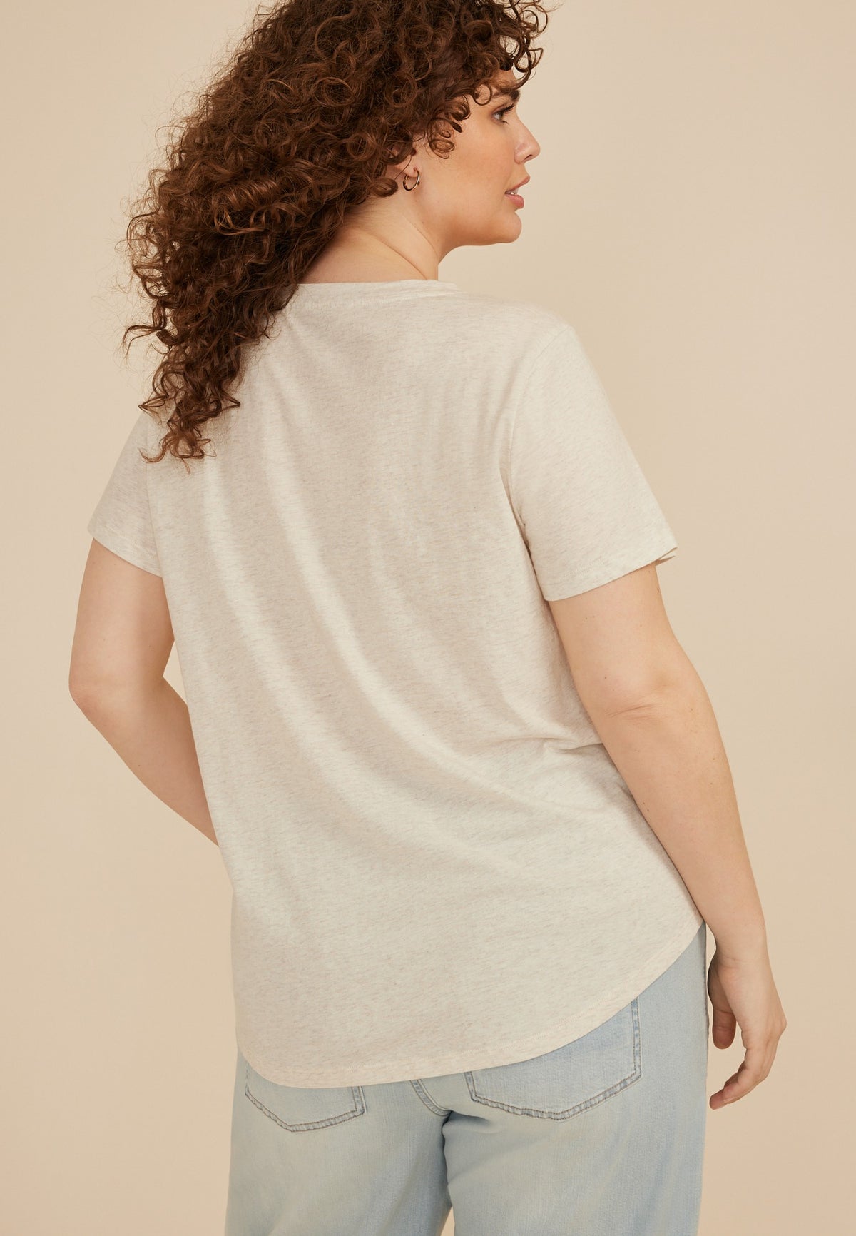 Plus Size Embroidered Camp Scene Classic Fit Graphic Tee