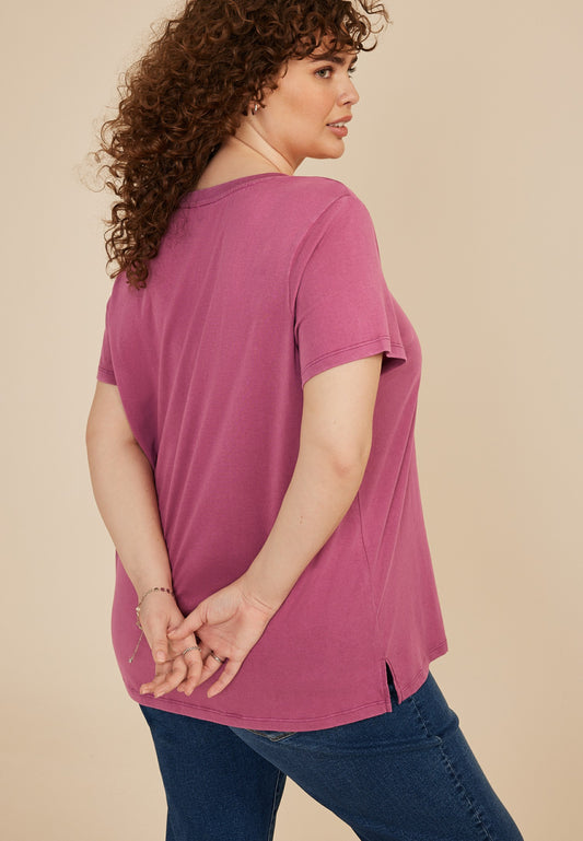 Plus Size Rhinestone Floral Classic Fit Graphic Tee
