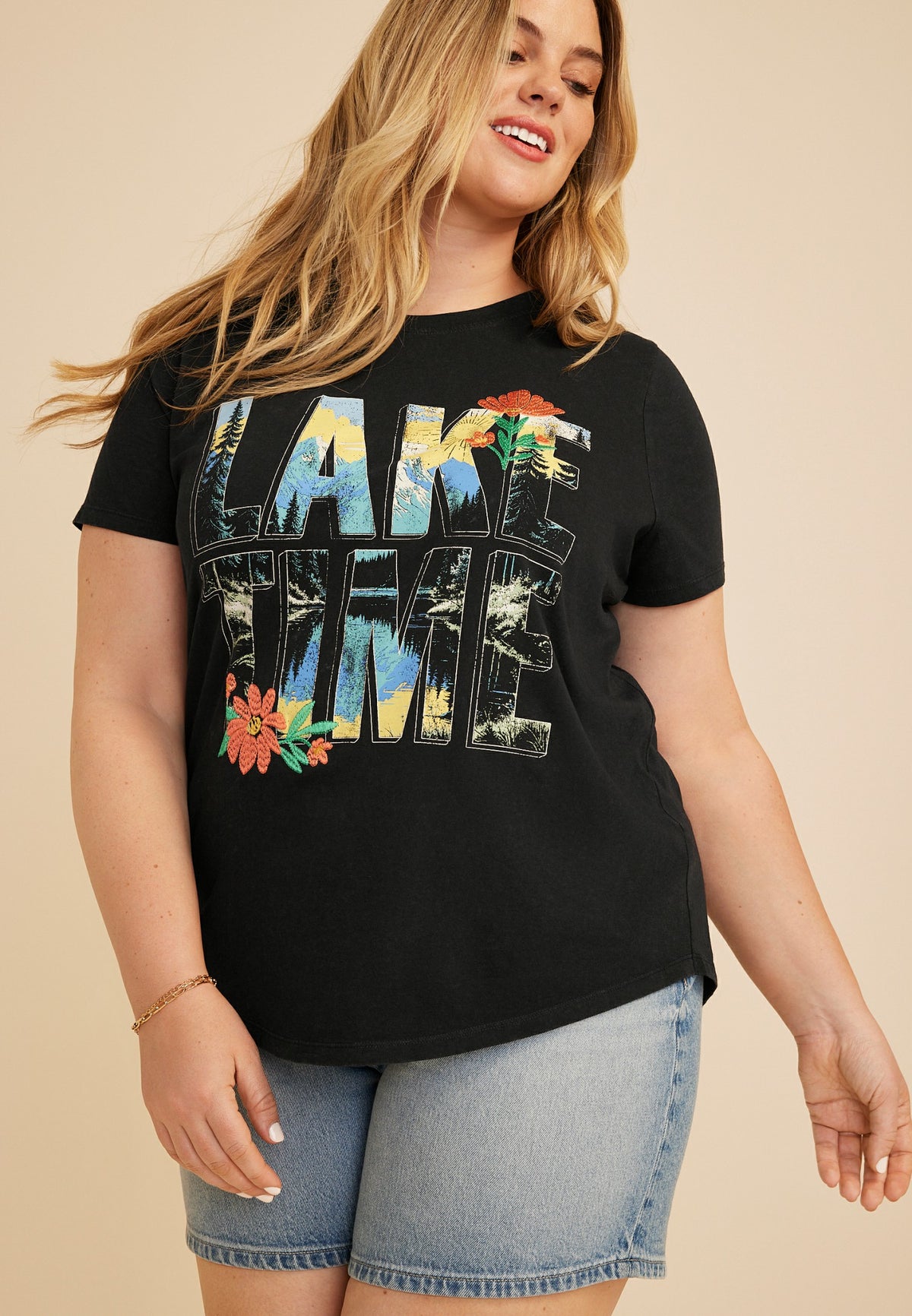 Plus Size Lake Time Classic Fit Graphic Tee