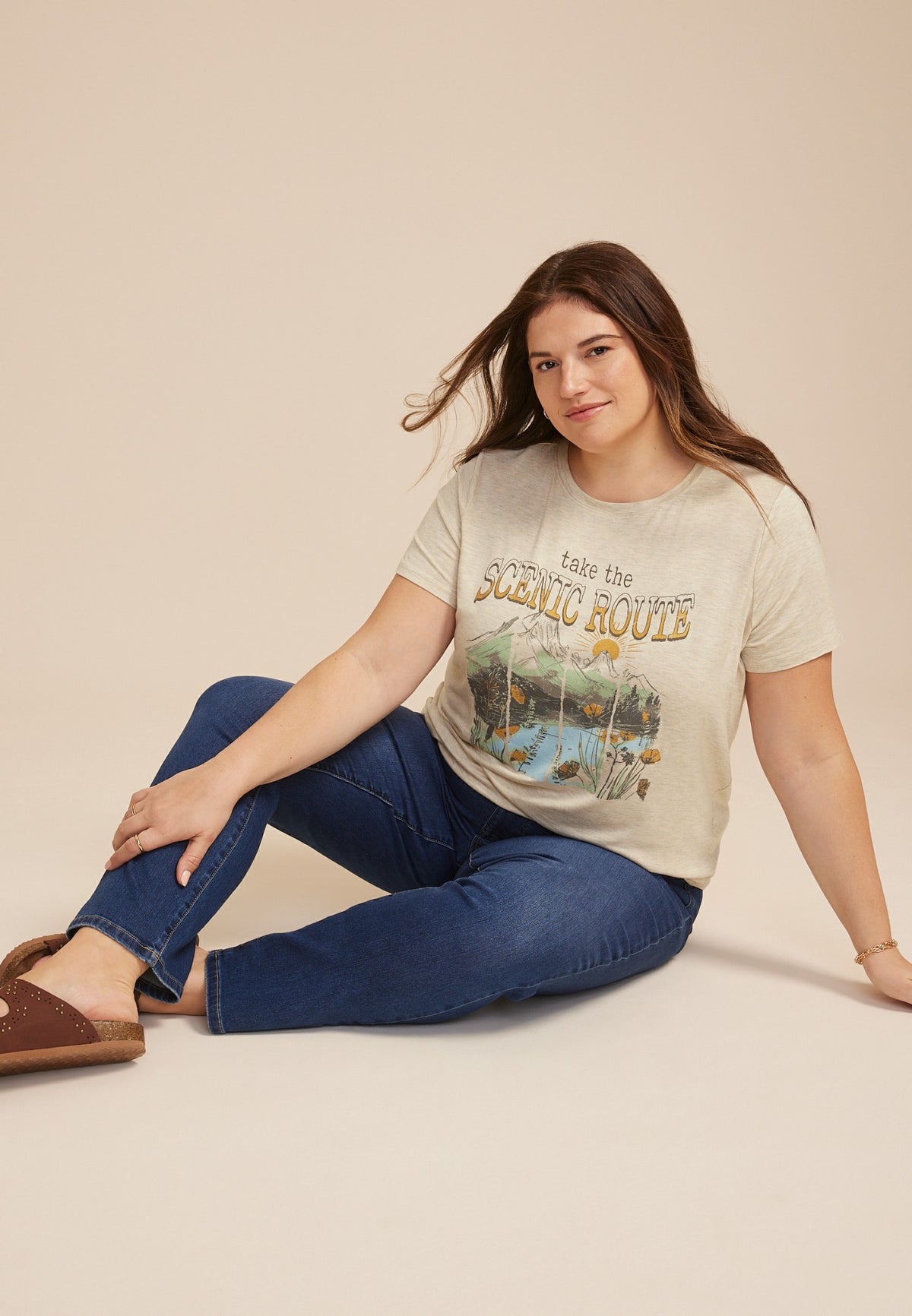 Plus Size Take The Scenic Route Classic Fit Graphic Tee