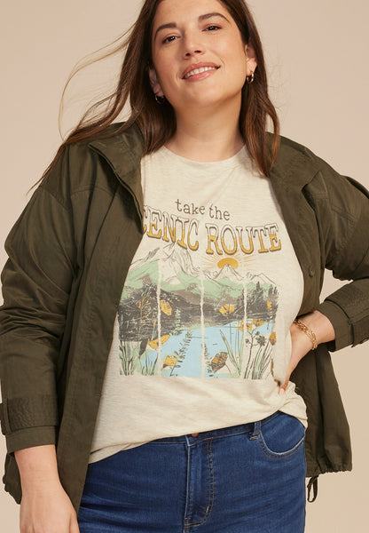 Plus Size Take The Scenic Route Classic Fit Graphic Tee