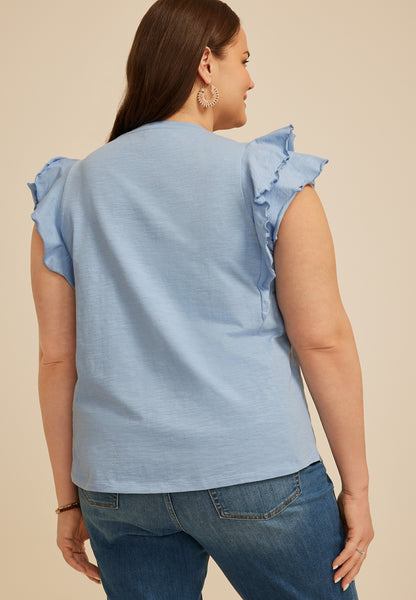 Plus Size 24/7 Double Flutter Sleeve Tee