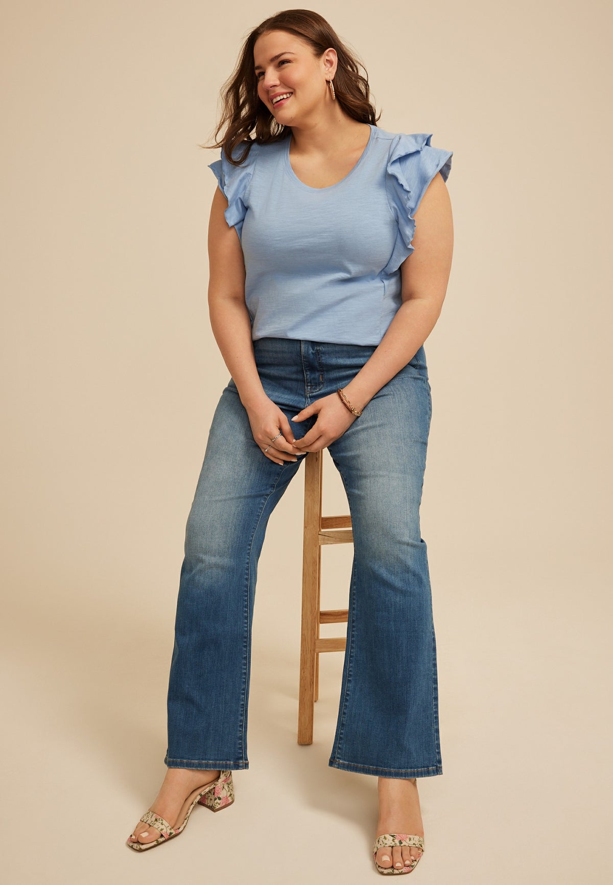 Plus Size 24/7 Double Flutter Sleeve Tee
