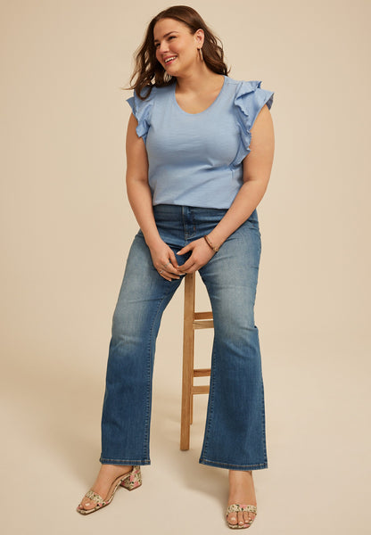 Plus Size 24/7 Double Flutter Sleeve Tee