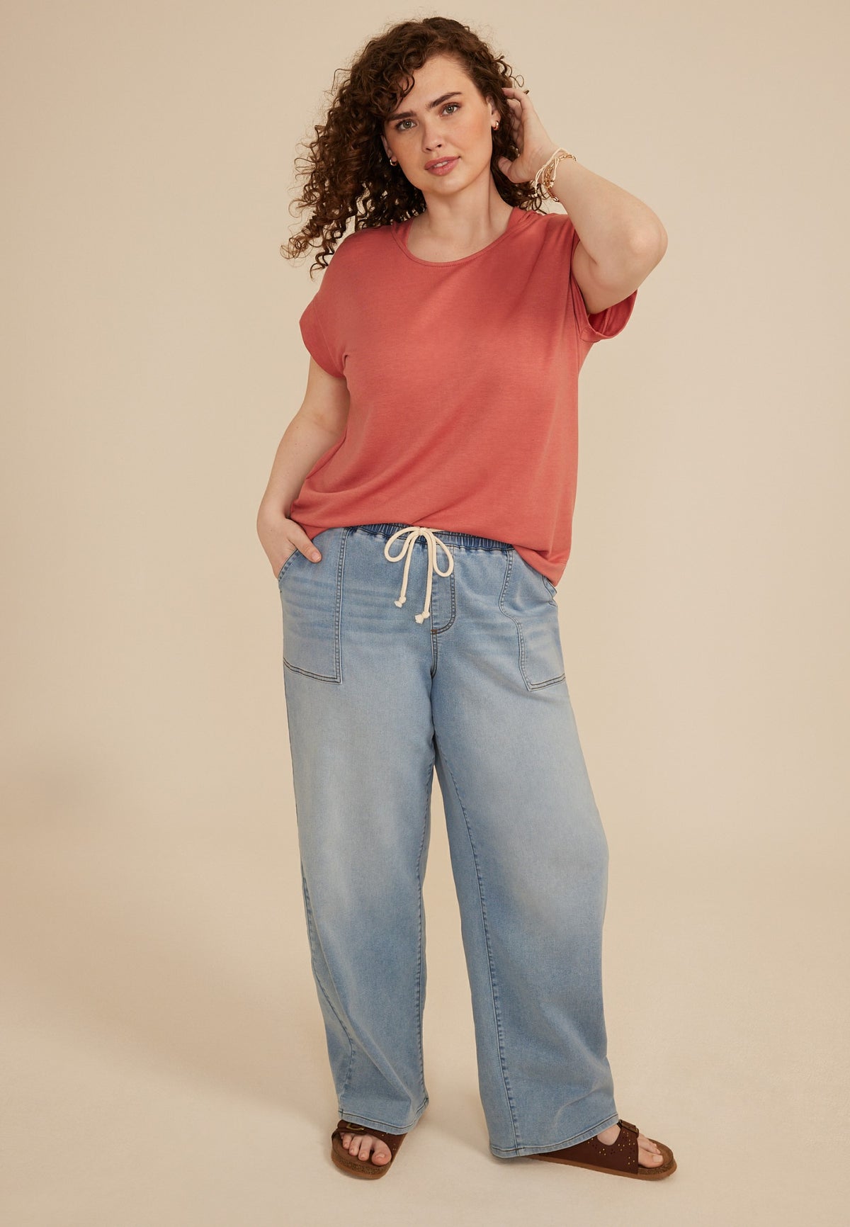 Plus Size French Terry Short Sleeve Hooded Top