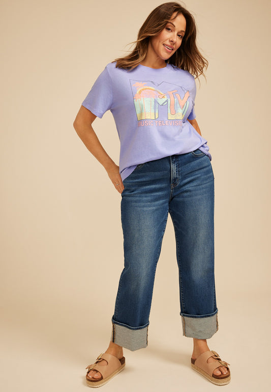 Plus Size MTV Oversized Fit Graphic Tee