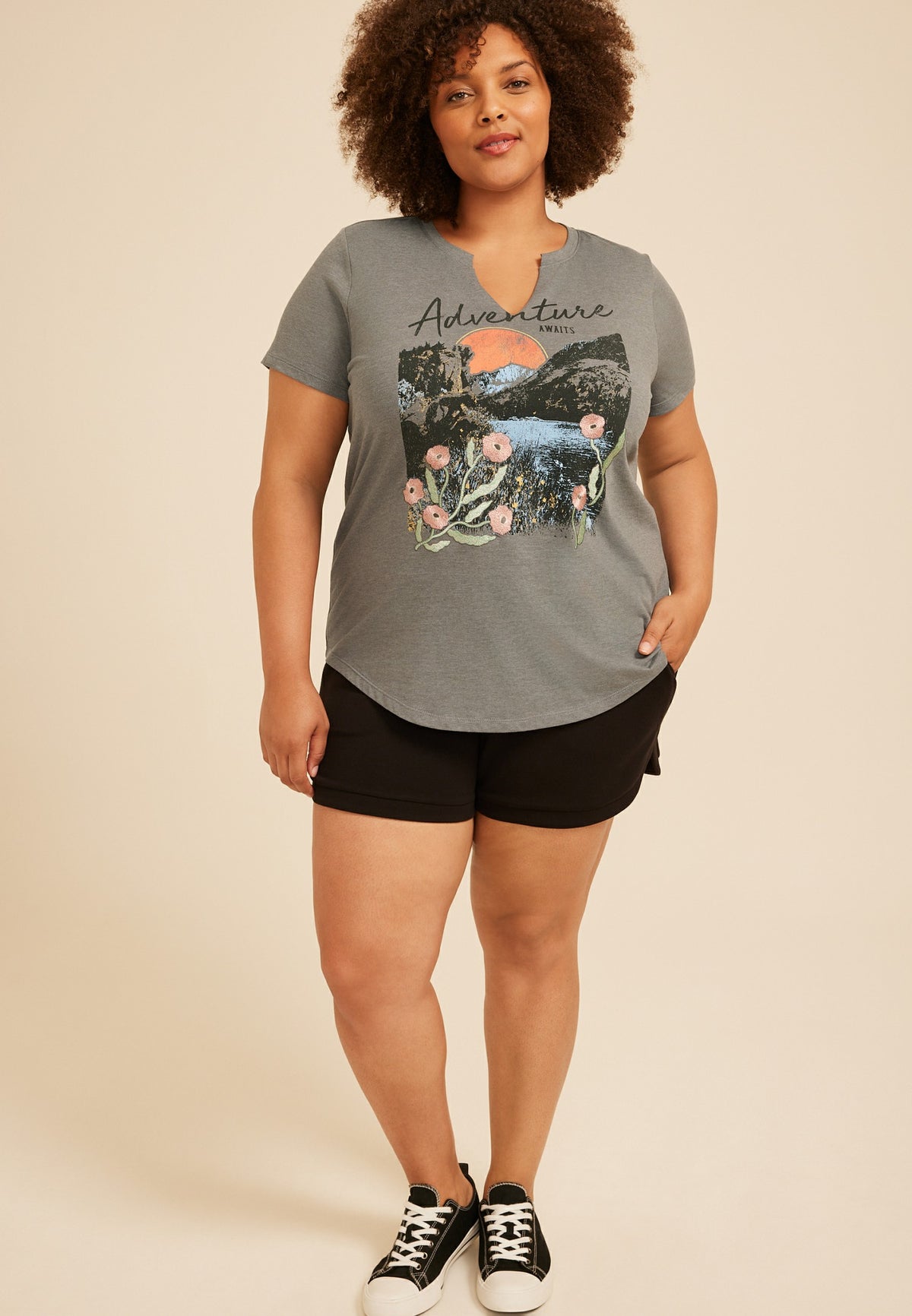 Plus Size Adventure Awaits Classic Fit Graphic Tee