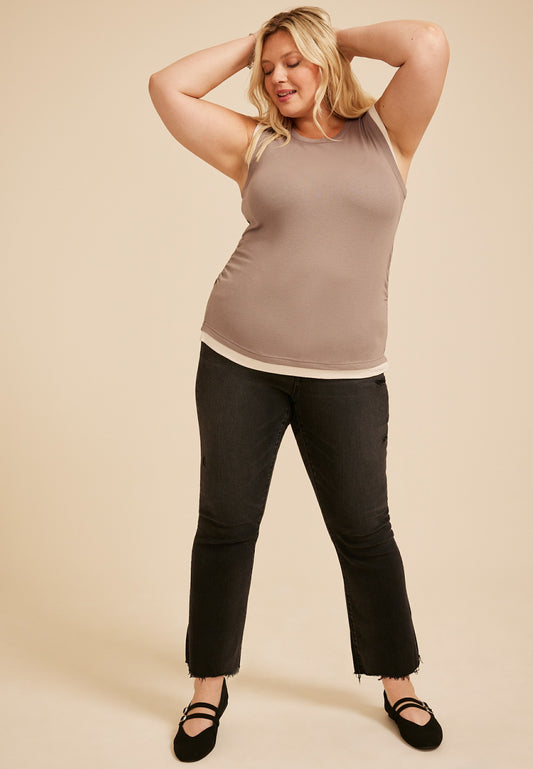 Plus Size Ribbed Twofer Tank Top