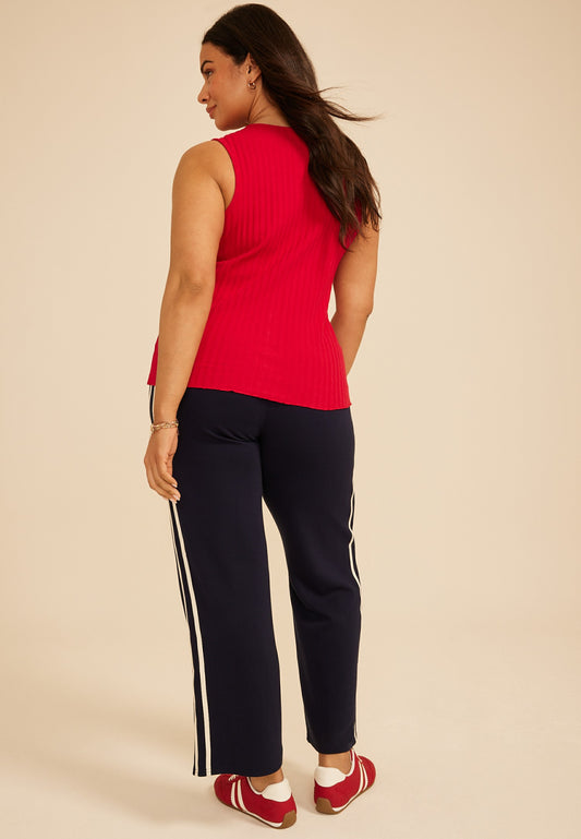 Plus Size Chunky Ribbed Button Front Tank Top