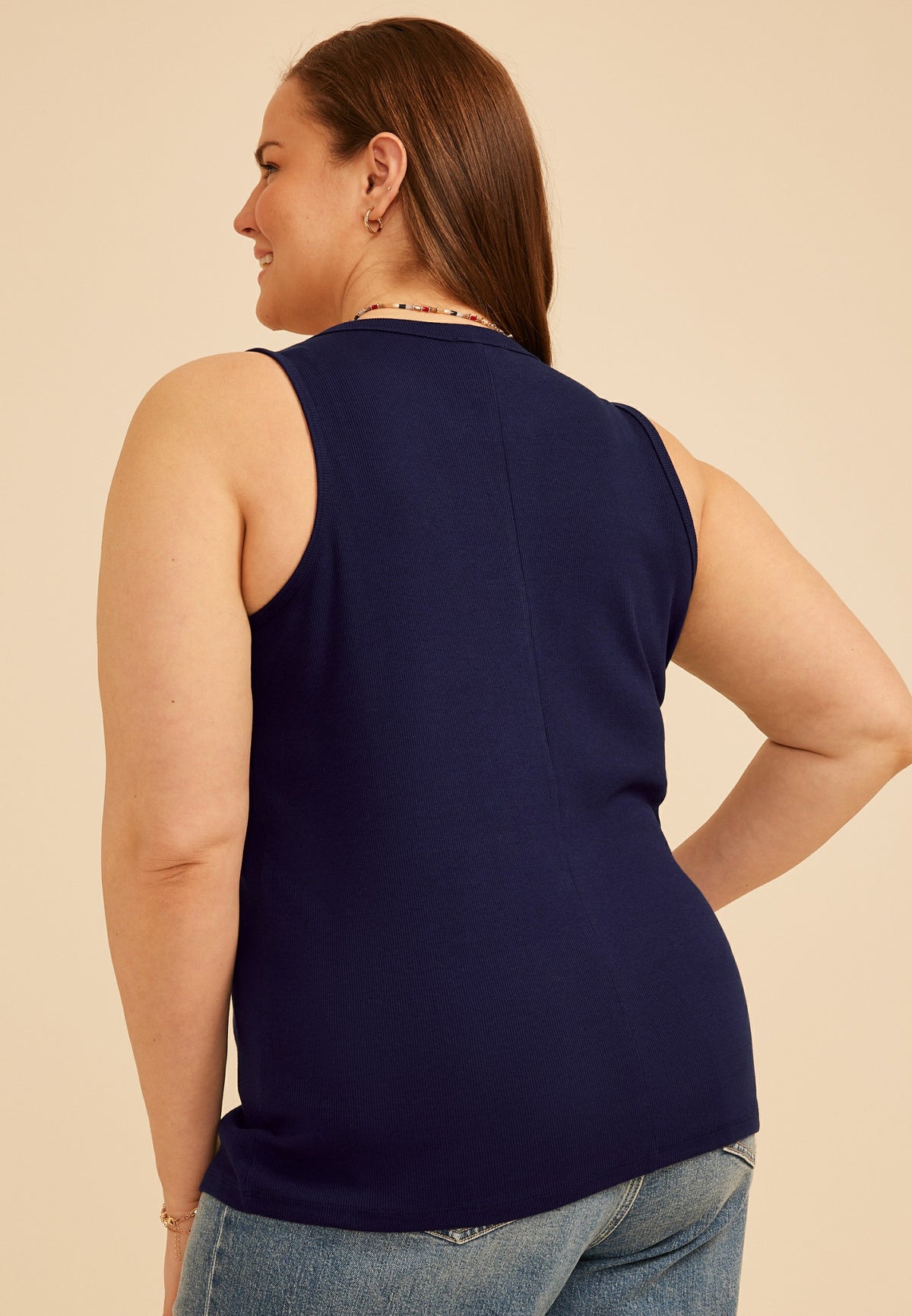 Plus Size Ribbed Henley Tank Top
