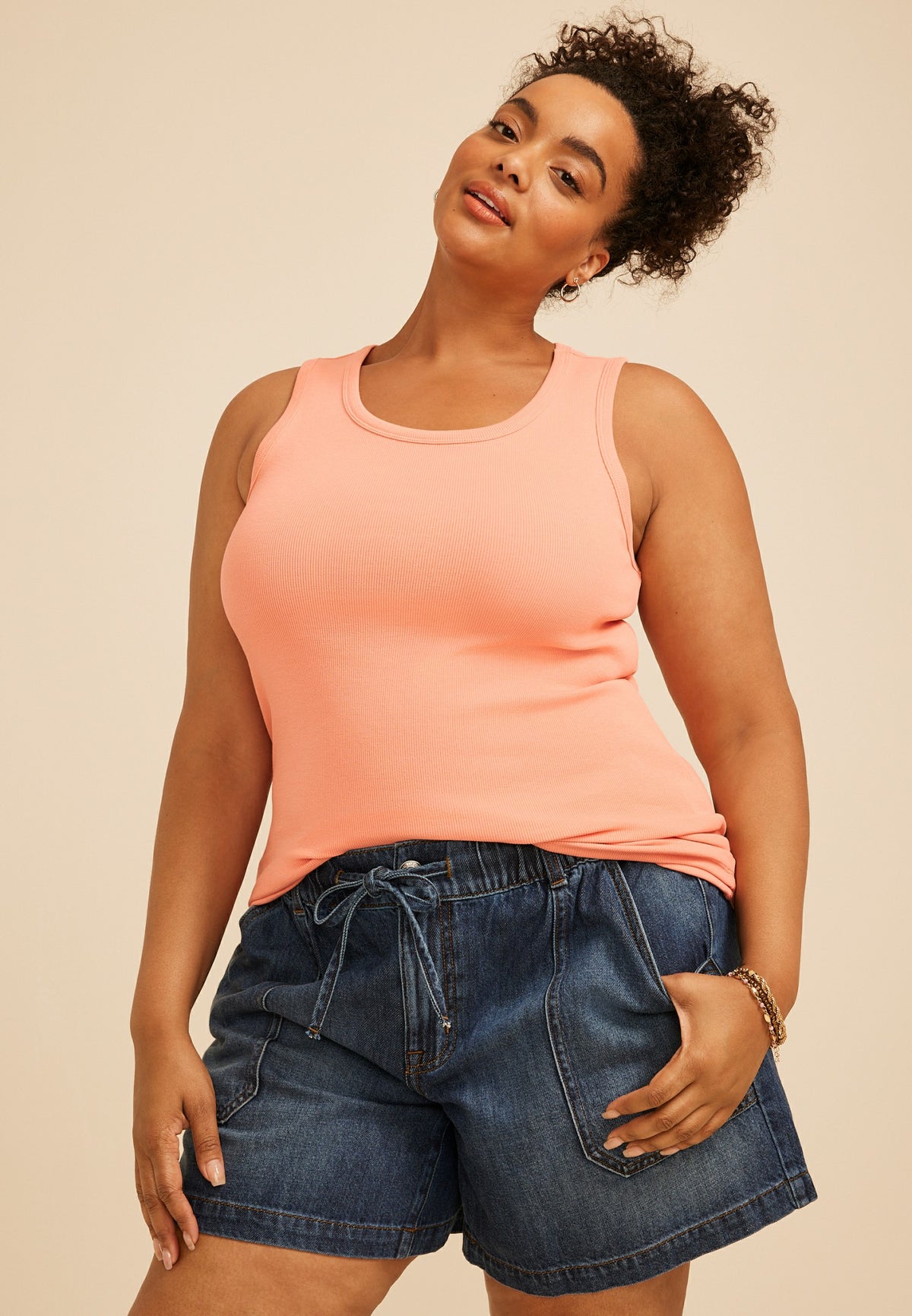 Plus Size 24/7 Ribbed Scoop Neck Tank Top