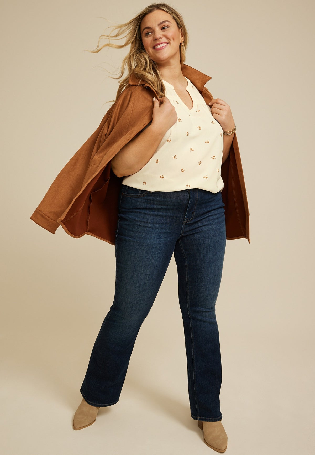 Plus Size Floral Notched Neck Ruffle Tank Top