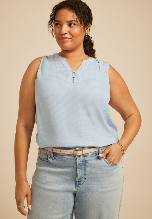 Plus Size Henley Tank Top