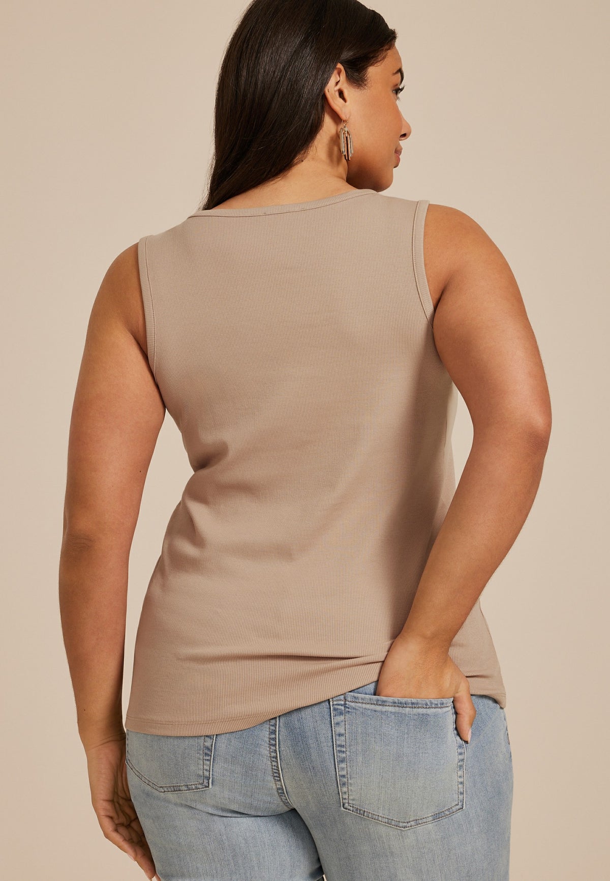 Plus Size Floral Embroidered Henley Tank Top