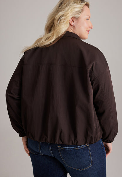 Plus Size Cinch Waist Windbreaker Jacket